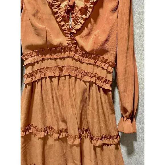 Burnt Orange Ruffle Short Dress Size Small - Picture 5 of 14